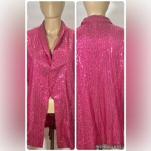 PINK SEQUIN WOMENS COVER-UP JACKET SIZE SMALL